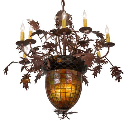 Greenbriar Oak 9 Light 34" Wide Taper Candle Style Chandelier