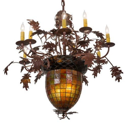 Greenbriar Oak 9 Light 34" Wide Taper Candle Style Chandelier