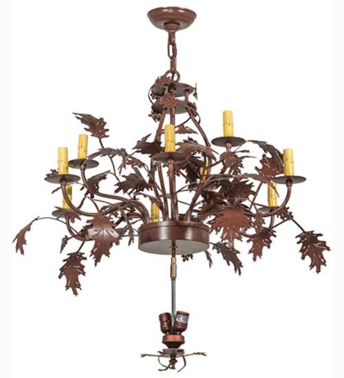 Greenbriar Oak 9 Light 34" Wide Taper Candle Style Chandelier