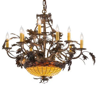 Greenbriar Oak 9 Light 34" Wide Taper Candle Style Chandelier