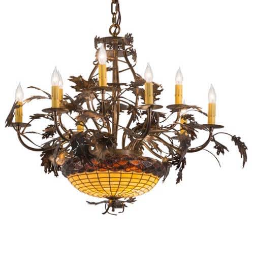 Greenbriar Oak 9 Light 34" Wide Taper Candle Style Chandelier