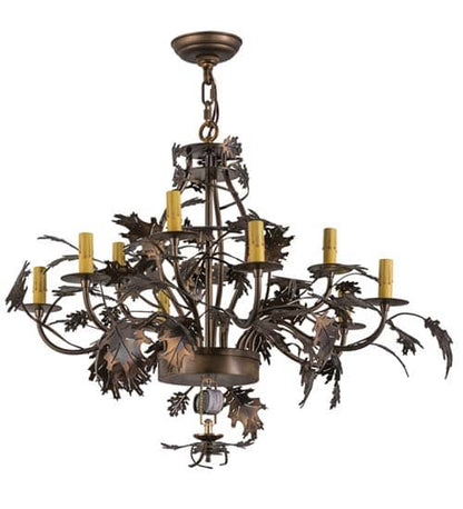 Greenbriar Oak 9 Light 34" Wide Taper Candle Style Chandelier