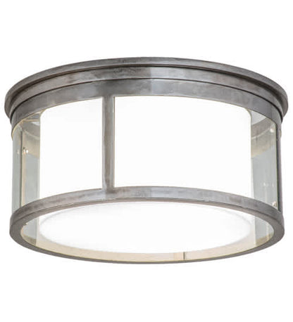 Cilindro Campbell 3 Light 19" Wide Flush Mount Drum Ceiling Fixture with Clear Glass Outer and Statuario Idalight Inner Shade - Steel Finish