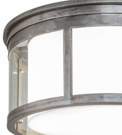 Cilindro Campbell 3 Light 19" Wide Flush Mount Drum Ceiling Fixture with Clear Glass Outer and Statuario Idalight Inner Shade - Steel Finish