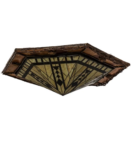 Sonoma 6 Light 36" Wide Flush Mount Ceiling Fixture - Red Rust / Natural Wood Finish