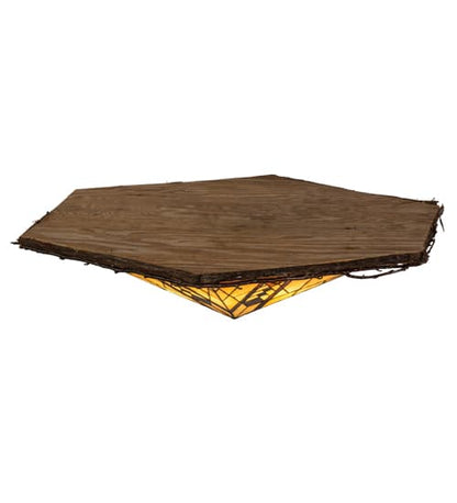 Sonoma 6 Light 36" Wide Flush Mount Ceiling Fixture - Red Rust / Natural Wood Finish