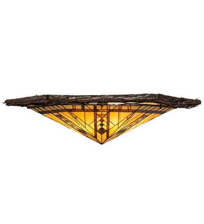 Sonoma 6 Light 36" Wide Flush Mount Ceiling Fixture - Red Rust / Natural Wood Finish