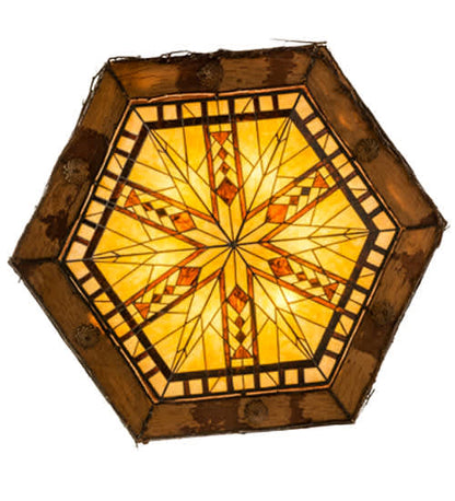 Sonoma 6 Light 36" Wide Flush Mount Ceiling Fixture - Red Rust / Natural Wood Finish