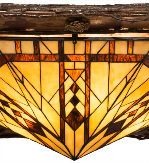 Sonoma 6 Light 36" Wide Flush Mount Ceiling Fixture - Red Rust / Natural Wood Finish