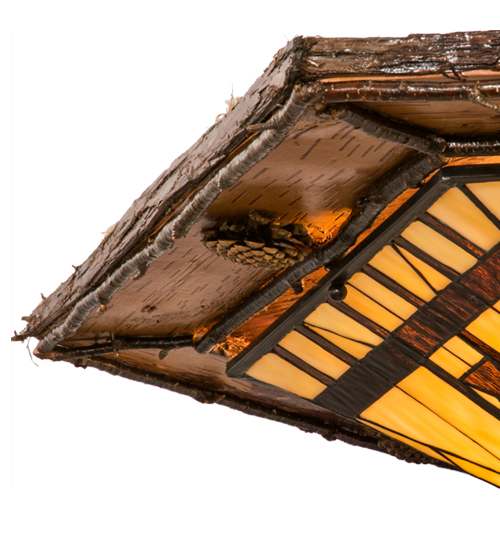 Sonoma 6 Light 36" Wide Flush Mount Ceiling Fixture - Red Rust / Natural Wood Finish