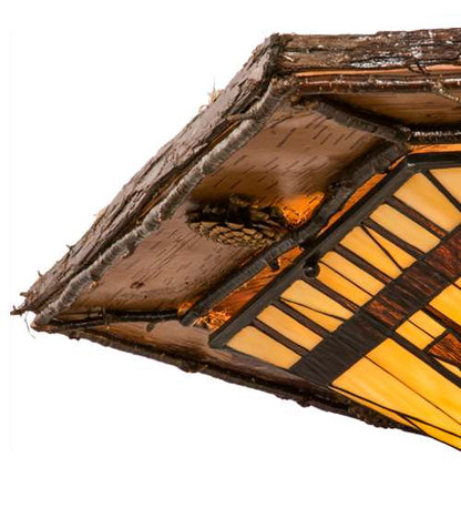 Sonoma 6 Light 36" Wide Flush Mount Ceiling Fixture - Red Rust / Natural Wood Finish