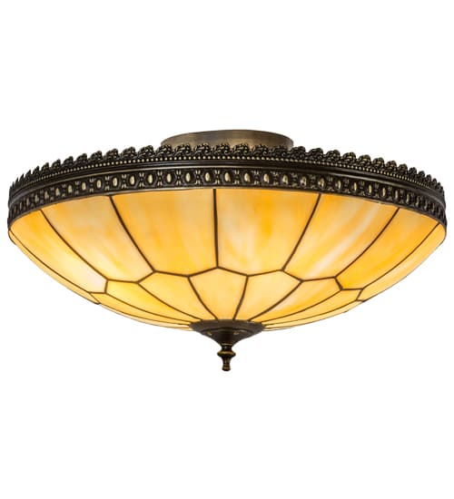 Vincent Honeycomb 4 Light 20" Wide Semi-Flush Bowl Ceiling Fixture with Beige Glass Shade - Craftsman Brown Finish
