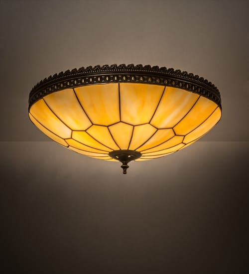 Vincent Honeycomb 4 Light 20" Wide Semi-Flush Bowl Ceiling Fixture with Beige Glass Shade - Craftsman Brown Finish