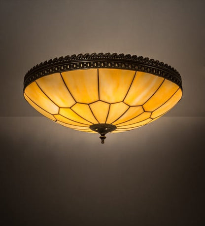 Vincent Honeycomb 4 Light 20" Wide Semi-Flush Bowl Ceiling Fixture with Beige Glass Shade - Craftsman Brown Finish