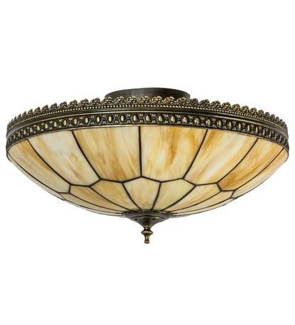 Vincent Honeycomb 4 Light 20" Wide Semi-Flush Bowl Ceiling Fixture with Beige Glass Shade - Craftsman Brown Finish