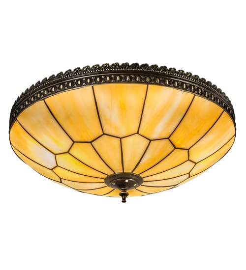 Vincent Honeycomb 4 Light 20" Wide Semi-Flush Bowl Ceiling Fixture with Beige Glass Shade - Craftsman Brown Finish