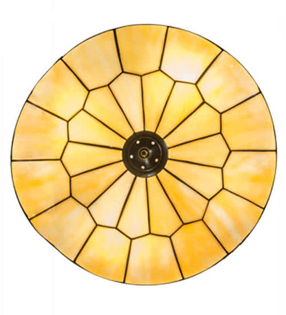 Vincent Honeycomb 4 Light 20" Wide Semi-Flush Bowl Ceiling Fixture with Beige Glass Shade - Craftsman Brown Finish