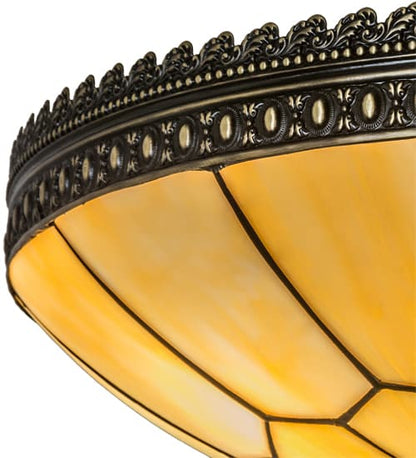Vincent Honeycomb 4 Light 20" Wide Semi-Flush Bowl Ceiling Fixture with Beige Glass Shade - Craftsman Brown Finish