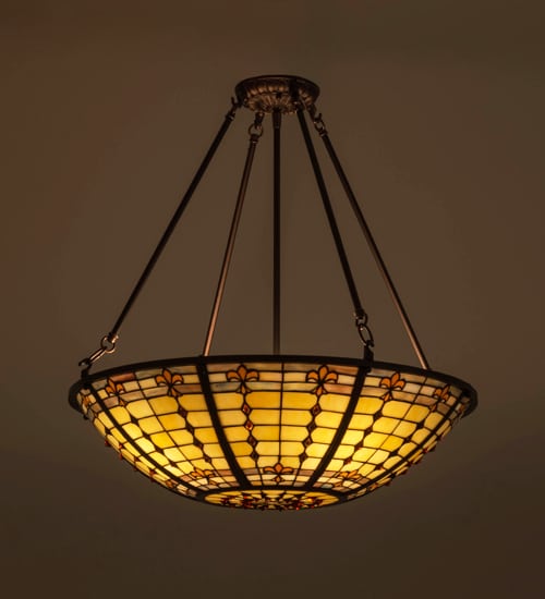 Fleur-de-Lite 4 Light 24" Wide Semi-Flush Bowl Ceiling Fixture