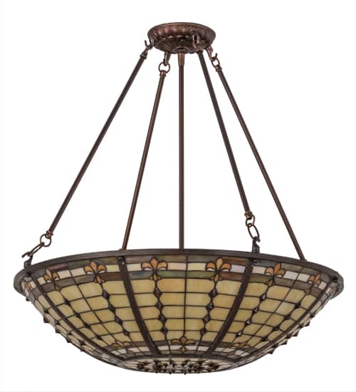 Fleur-de-Lite 4 Light 24" Wide Semi-Flush Bowl Ceiling Fixture