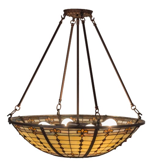 Fleur-de-Lite 4 Light 24" Wide Semi-Flush Bowl Ceiling Fixture