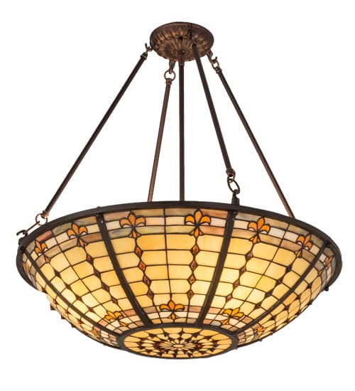 Fleur-de-Lite 4 Light 24" Wide Semi-Flush Bowl Ceiling Fixture