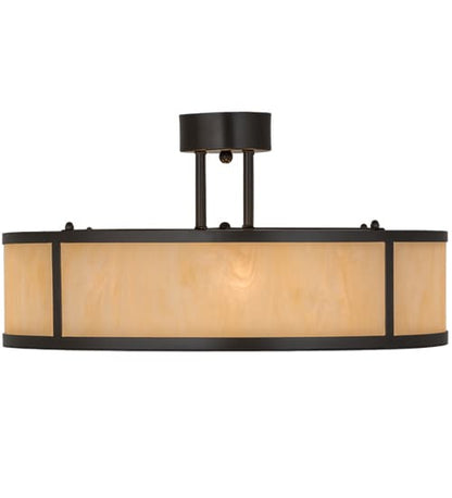 Cilindro 4 Light 24" Wide Semi-Flush Drum Ceiling Fixture with Beige Idalight Shade - Timeless Bronze Finish