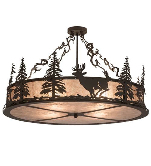 Wildlife at Dusk 4 Light 36" Wide Semi-Flush Drum Ceiling Fixture