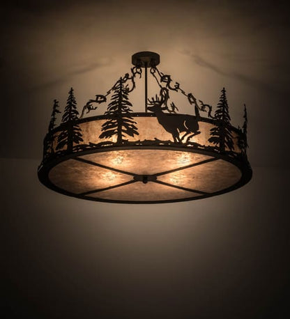 Wildlife at Dusk 4 Light 36" Wide Semi-Flush Drum Ceiling Fixture