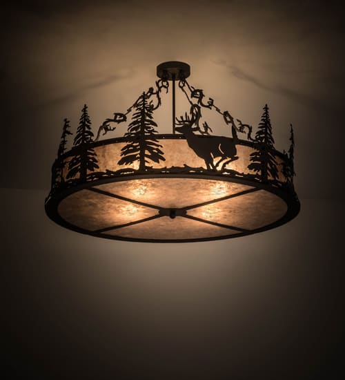 Wildlife at Dusk 4 Light 36" Wide Semi-Flush Drum Ceiling Fixture