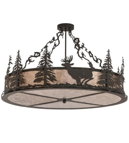 Wildlife at Dusk 4 Light 36" Wide Semi-Flush Drum Ceiling Fixture