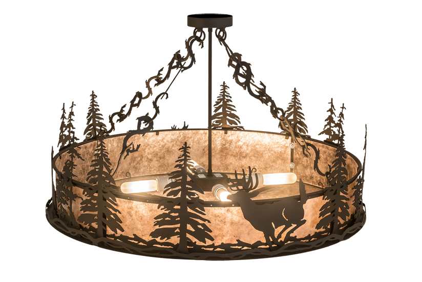 Wildlife at Dusk 4 Light 36" Wide Semi-Flush Drum Ceiling Fixture
