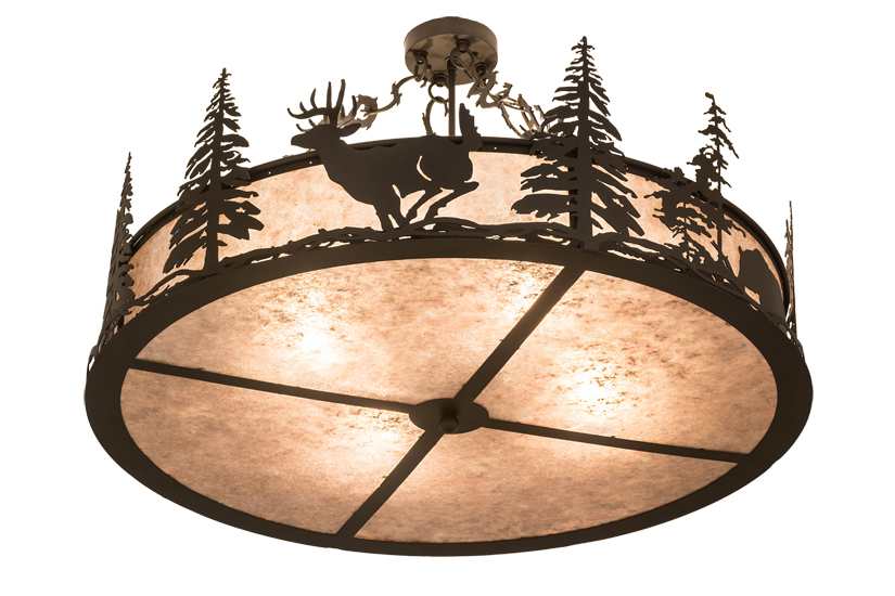 Wildlife at Dusk 4 Light 36" Wide Semi-Flush Drum Ceiling Fixture