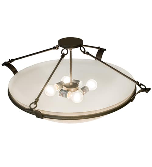 Almeria 4 Light 32" Wide Semi-Flush Bowl Ceiling Fixture - Gilded Tobacco Finish