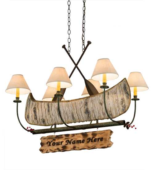 Personalized Canoe 6 Light 25" Wide Linear Chandelier