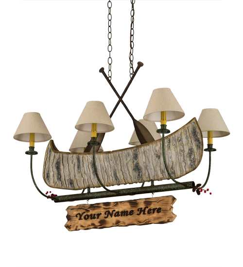 Personalized Canoe 6 Light 25" Wide Linear Chandelier