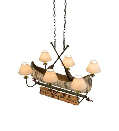 Personalized Canoe 6 Light 25" Wide Linear Chandelier