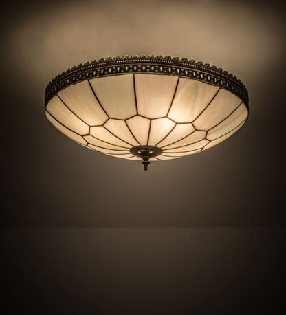 Vincent Honeycomb 4 Light 20" Wide Semi-Flush Bowl Ceiling Fixture with White Opal Glass Shade - Craftsman Brown Finish