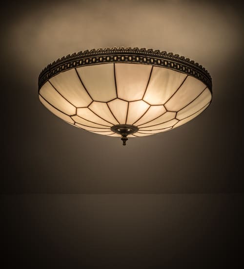 Vincent Honeycomb 4 Light 20" Wide Semi-Flush Bowl Ceiling Fixture with White Opal Glass Shade - Craftsman Brown Finish