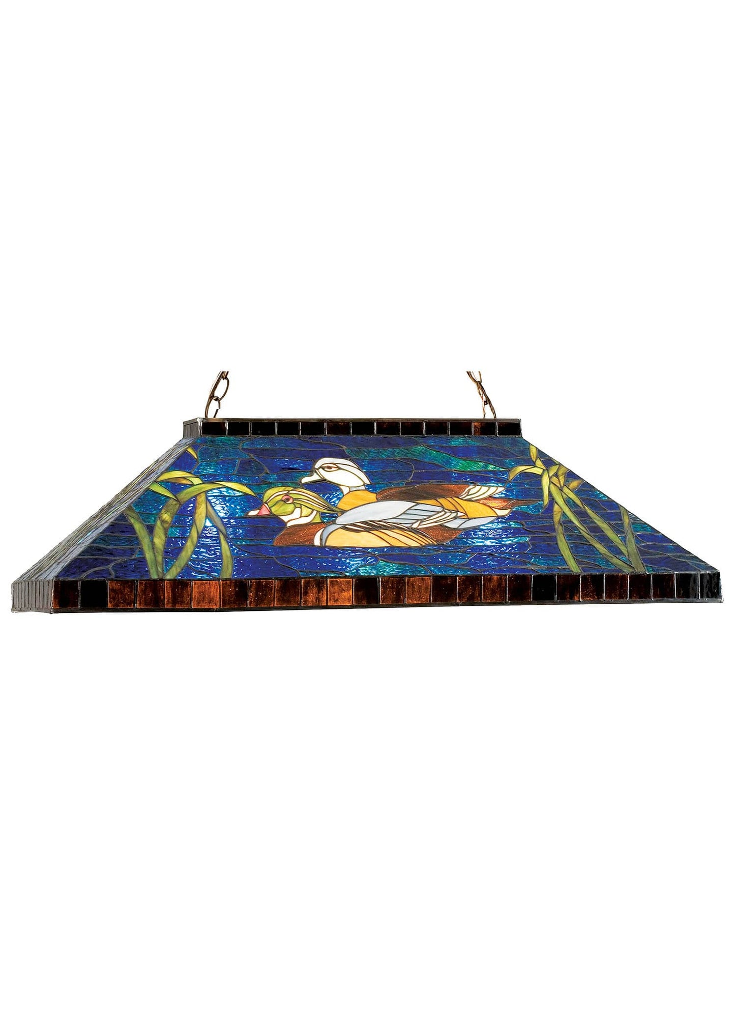 Wood Ducks 3 Light 39" Wide Billiard Chandelier with Tiffany Glass Shade