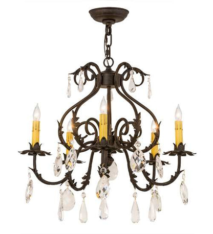 Chantilly 5 Light 24" Wide Crystal Candle Style Chandelier