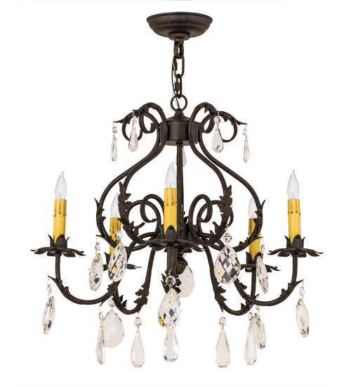 Chantilly 5 Light 24" Wide Crystal Candle Style Chandelier