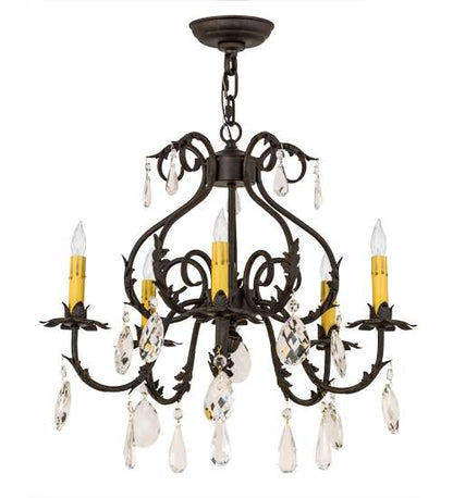 Chantilly 5 Light 24" Wide Crystal Candle Style Chandelier