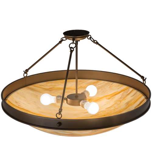 Dionne 3 Light 30" Wide Semi-Flush Bowl Ceiling Fixture - Cafe-Noir Finish