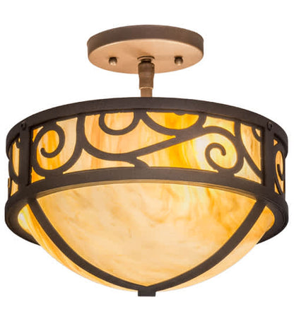 Lilliana 3 Light 12" Wide Semi-Flush Bowl Ceiling Fixture - Cafe-Noir Finish