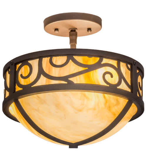 Lilliana 3 Light 12" Wide Semi-Flush Bowl Ceiling Fixture - Cafe-Noir Finish