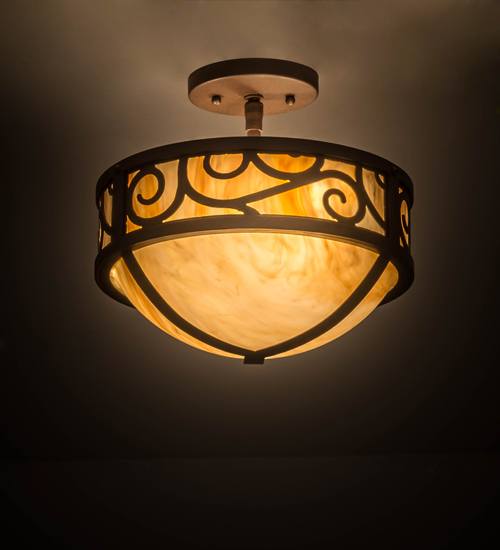 Lilliana 3 Light 12" Wide Semi-Flush Bowl Ceiling Fixture - Cafe-Noir Finish