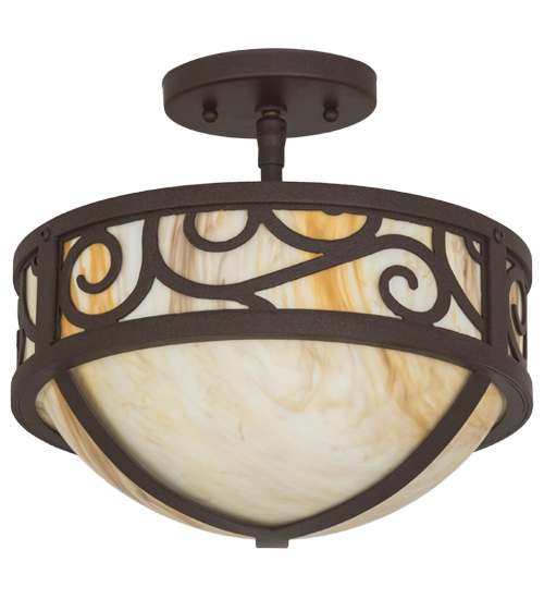 Lilliana 3 Light 12" Wide Semi-Flush Bowl Ceiling Fixture - Cafe-Noir Finish