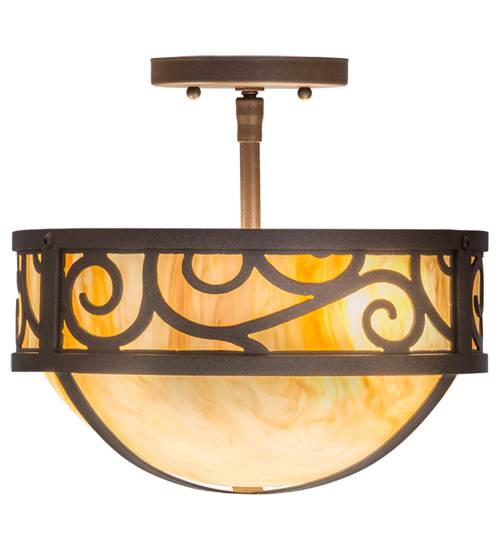 Lilliana 3 Light 12" Wide Semi-Flush Bowl Ceiling Fixture - Cafe-Noir Finish