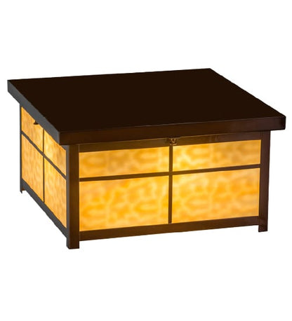 Mission 4 Light 24" Wide Flush Mount Square Ceiling Fixture - Transparent Copper Finish